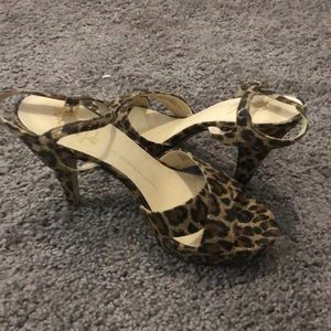 Leopard leather platform heels